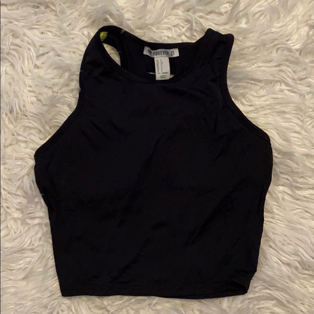 Black Cropped Racer Back Forever 21 Sports Bra